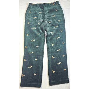 Vtg Polo Ralph Lauren Men Green Corduroy Pants Embroidered Pheasants Preppy Core
